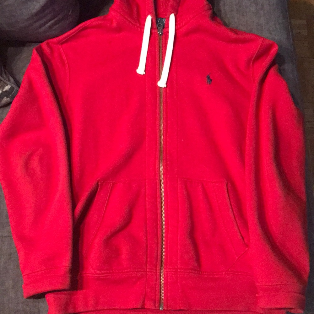 Red polo hoodie